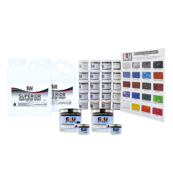 Superior Countertop Epoxy Kit – scratch-resistant, food-safe epoxy with rich metallic pigments